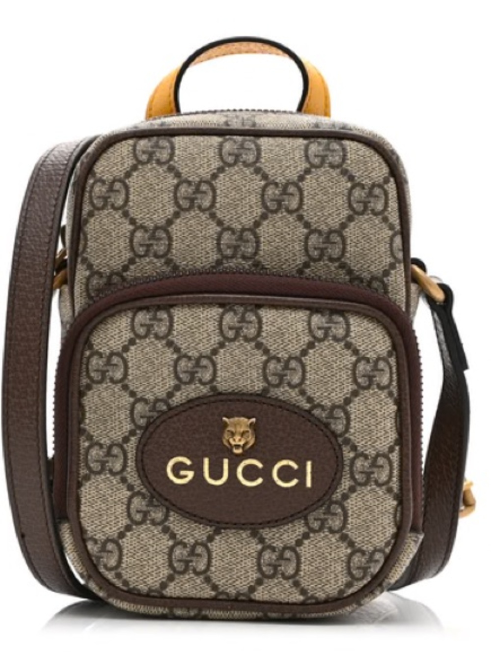 Gucci Beige/Brown GG Supreme Mini Crossbody with Gold Hardware